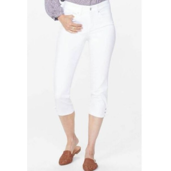 NYDJ Capri Jeans with Lace Up Hem in Optic White - Picture 5 of 6